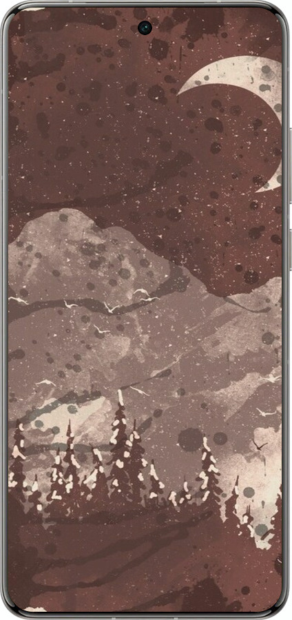 Силіконовий чехол із зображенням місячного пейзажу у нічному лісі для Vivo X200 PRO - 6546u-3883 изображение 