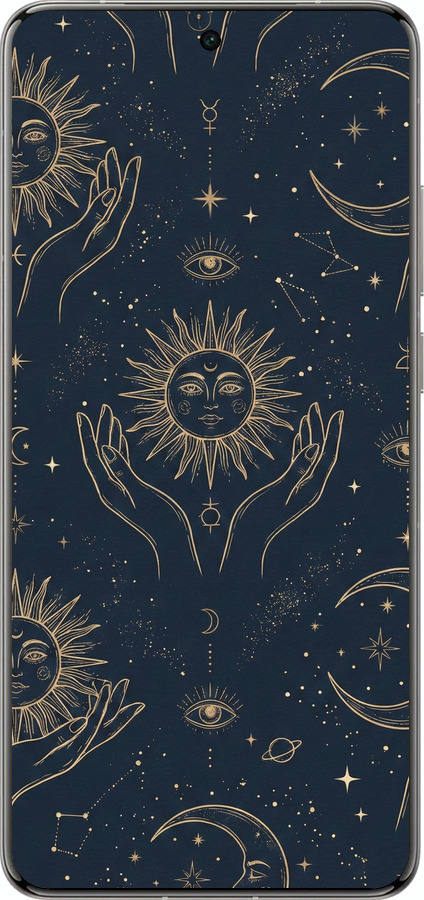 Силіконовий чехол Celestial Harmony: Sun & Moon Gold Mystic Pattern для Vivo X200 PRO - 6778u-3883 изображение 