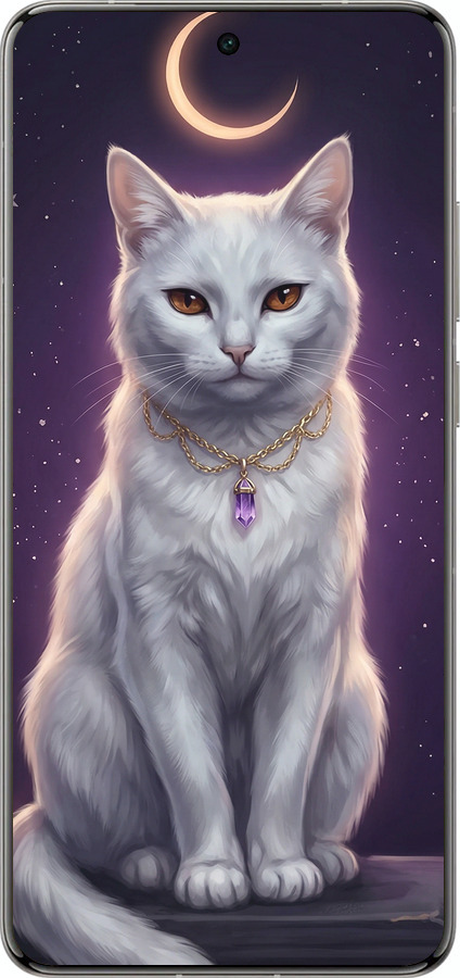 Силиконовый чехол Mystic White Cat Gothic Dark Purple Gold для Vivo X200 PRO - 6805u-3883 изображение 