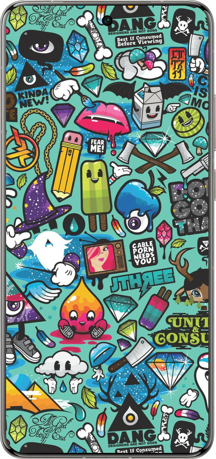 Силіконовий чехол Стікер бомбінг 1 для Vivo X200 PRO - 693u-3883 изображение 