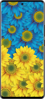 Силиконовый чехол Жёлто-голубые цветы для Vivo X80 Pro - 1048u-2630 изображение 