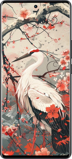 Силиконовый чехол Аист в цвету сакуры для Vivo X80 Pro - 6109u-2630 изображение 