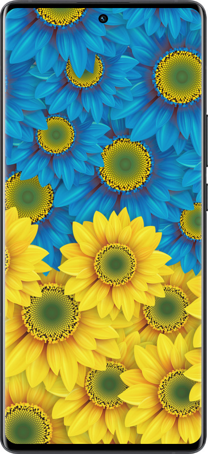 Силиконовый чехол Жёлто-голубые цветы для Vivo X80 Pro - 1048u-2630 изображение 