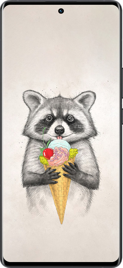 Силиконовый чехол Енотик с мороженым для Vivo X80 Pro - 4602u-2630 изображение 