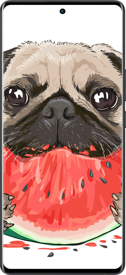 Силіконовий чехол Мопс і кавун для Vivo X80 Pro - 4665u-2630 изображение 