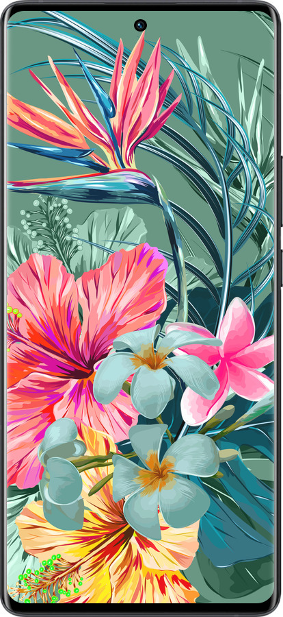 Силиконовый чехол Тропические цветы v1 для Vivo X80 Pro - 4667u-2630 изображение 