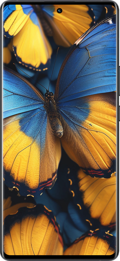 Силиконовый чехол Желто-голубые бабочки для Vivo X80 Pro - 6046u-2630 изображение 