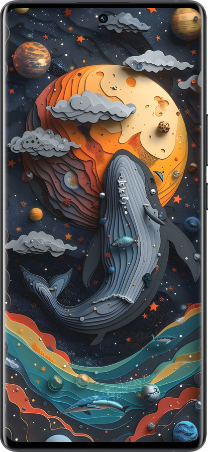 Силиконовый чехол Кит в космосе для Vivo X80 Pro - 6328u-2630 изображение 