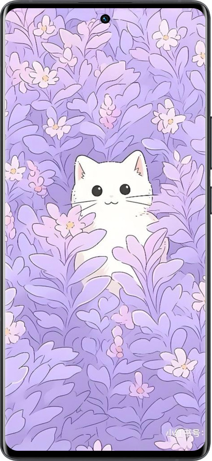 Силиконовый чехол Котик в цветах для Vivo X80 Pro - 6390u-2630 изображение 