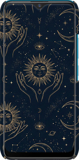 3D пластиковый матовый чехол Celestial Harmony: Sun & Moon Gold Mystic Pattern для Vivo Y11 - 6778m-629 изображение 