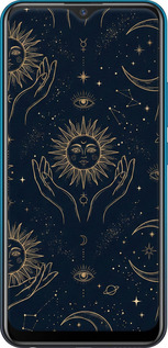 2D пластиковый чехол Celestial Harmony: Sun & Moon Gold Mystic Pattern для Vivo Y11 - 6778t-629 изображение 