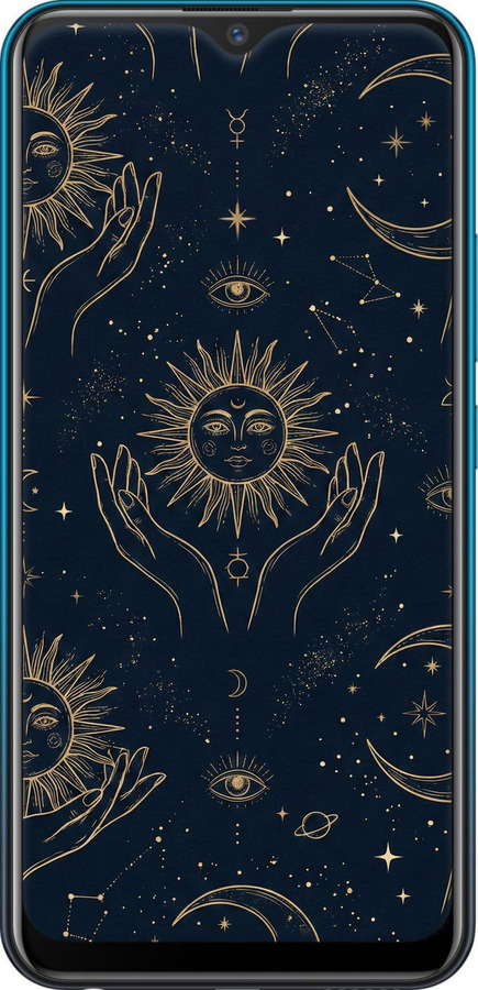 2D пластиковый чехол Celestial Harmony: Sun & Moon Gold Mystic Pattern для Vivo Y11 - 6778t-629 изображение 