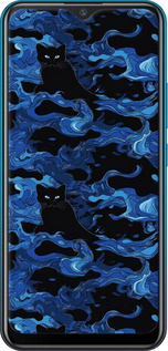 TPU чехол Візерунок чорних котів на блакитному фоні для Vivo Y15 - 6525b-1791 изображение 