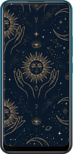 Силиконовый чехол Celestial Harmony: Sun & Moon Gold Mystic Pattern для Vivo Y15 - 6778u-1791 изображение 