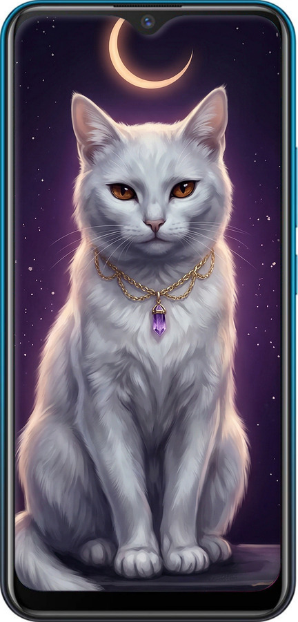 2D пластиковый чехол Mystic White Cat Gothic Dark Purple Gold для Vivo Y17 - 6805t-1447 изображение 