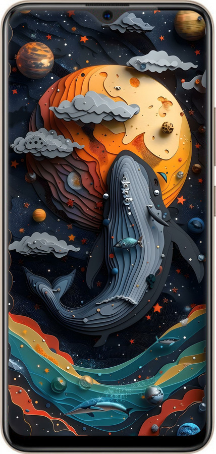 Силиконовый чехол Кит в космосе для Vivo Y19 - 6328u-630 изображение 