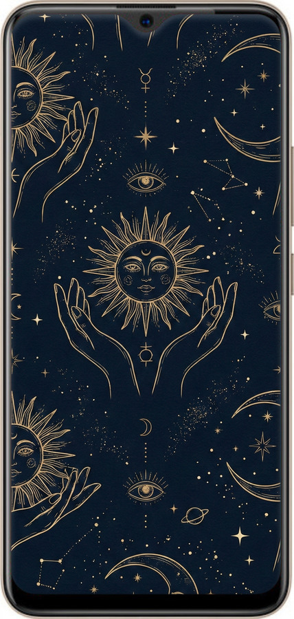 Силіконовий чехол Celestial Harmony: Sun & Moon Gold Mystic Pattern для Vivo Y19 - 6778u-630 изображение 