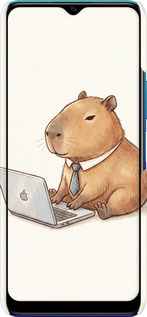 3D пластиковый матовый чехол Funny Capybara CEO Working для Vivo Y20 - 6777m-2078 изображение 