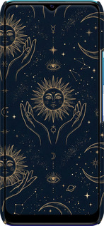 3D пластиковый матовый чехол Celestial Harmony: Sun & Moon Gold Mystic Pattern для Vivo Y20 - 6778m-2078 изображение 