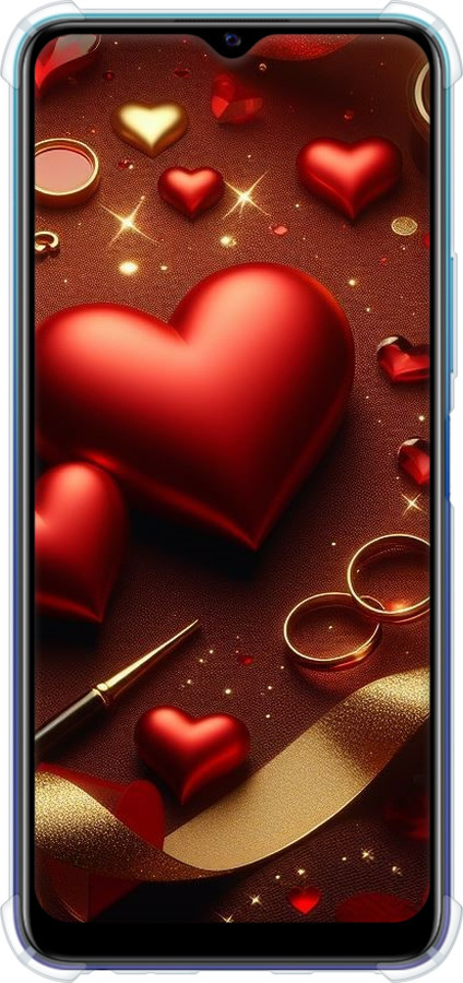 Силикон с усиленными углами чехол Сердечки v3 для Vivo Y20 - 5833sp-2078 изображение 
