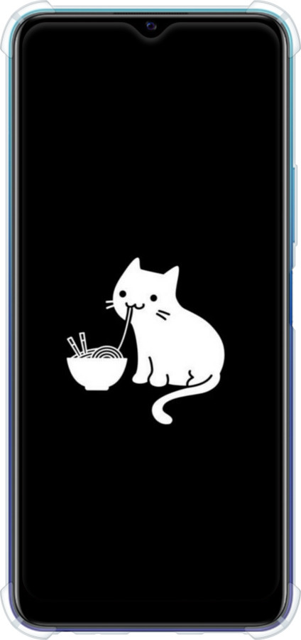 Силикон с усиленными углами чехол С милым котом на черном фоне для Vivo Y20 - 6528sp-2078 изображение 