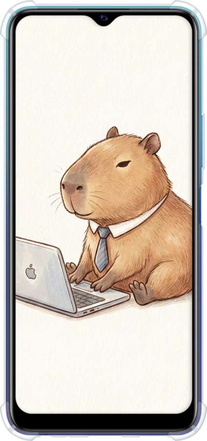 Силіконовий протиударний с посиленими кутами чехол Funny Capybara CEO Working для Vivo Y20 - 6777sp-2078 изображение 