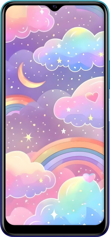 Силиконовый чехол Облака и радуга для Vivo Y20 - 6312u-2078 изображение 