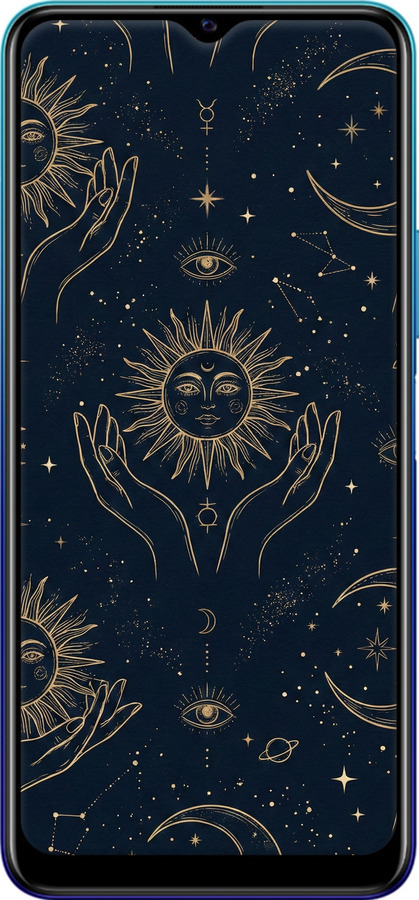 2D пластиковий чехол Celestial Harmony: Sun & Moon Gold Mystic Pattern для Vivo Y20 - 6778t-2078 изображение 
