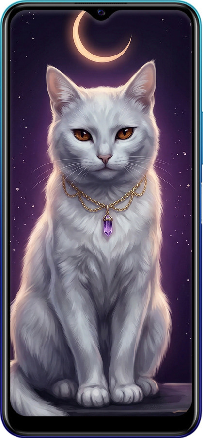 Силиконовый чехол Mystic White Cat Gothic Dark Purple Gold для Vivo Y20 - 6805u-2078 изображение 
