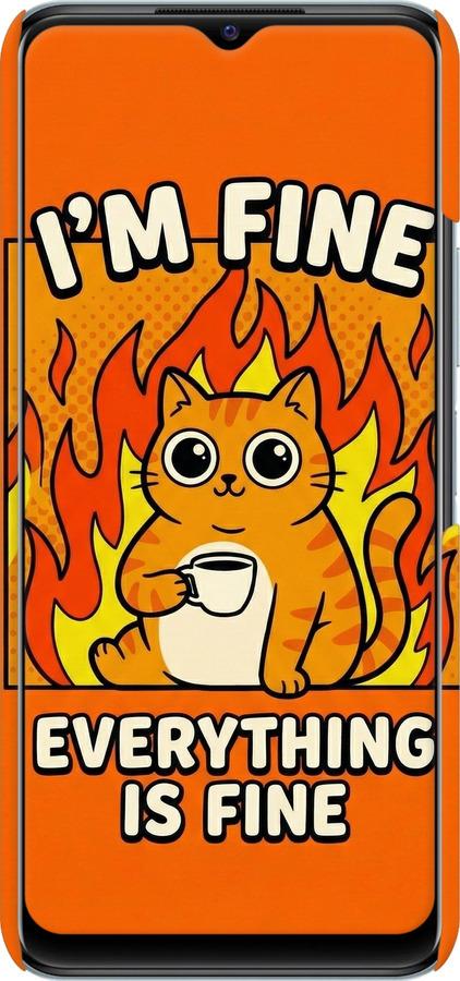 3D пластиковий матовий чехол Funny Cat для Vivo Y21s - 6786m-2550 изображение 