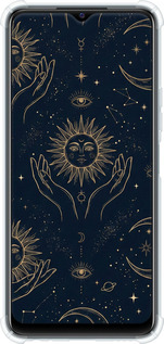 Силикон с усиленными углами чехол Celestial Harmony: Sun & Moon Gold Mystic Pattern для Vivo Y21 - 6778sp-669 изображение 