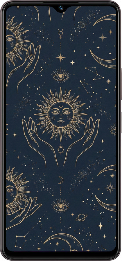Силіконовий чехол Celestial Harmony: Sun & Moon Gold Mystic Pattern для Vivo Y27 - 6778u-579 изображение 