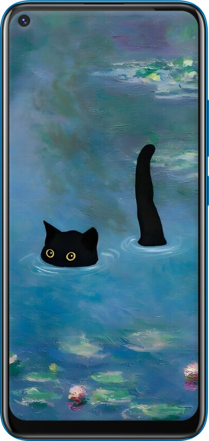 TPU чехол С изображением кота и водяной лилии Monet для Vivo Y30 - 6519b-2154 изображение 