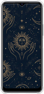 Силіконовий протиударний с посиленими кутами чехол Celestial Harmony: Sun & Moon Gold Mystic Pattern для Vivo Y33s - 6778sp-2643 изображение 