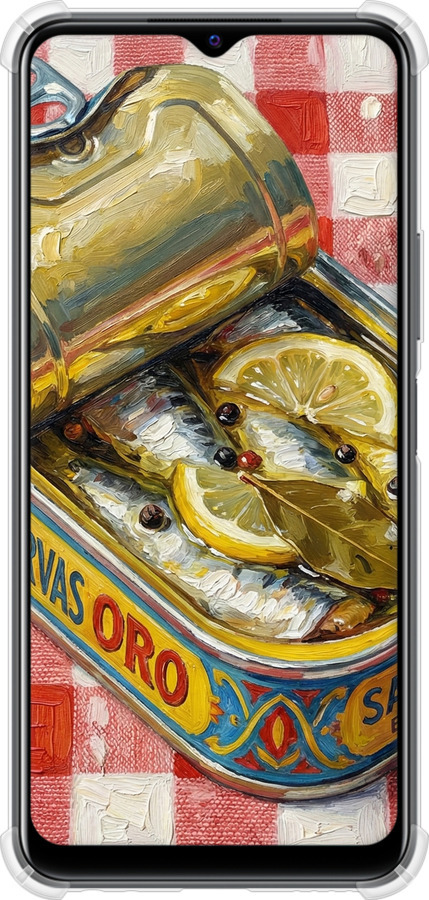 Силикон с усиленными углами чехол Vintage Sardine Tin Phone для Vivo Y33s - 6772sp-2643 изображение 