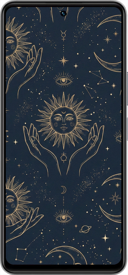 Силиконовый чехол Celestial Harmony: Sun & Moon Gold Mystic Pattern для Vivo Y36 4G - 6778u-3418 изображение 