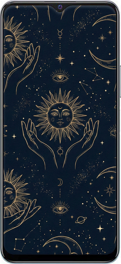 Силіконовий чехол Celestial Harmony: Sun & Moon Gold Mystic Pattern для Vivo Y51 2020 - 6778u-2241 изображение 