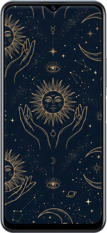 Силіконовий чехол Celestial Harmony: Sun & Moon Gold Mystic Pattern для Vivo Y52S - 6778u-2242 изображение 