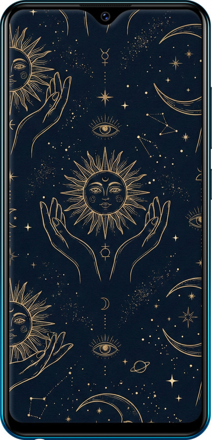 TPU чехол Celestial Harmony: Sun & Moon Gold Mystic Pattern для Vivo Y91C - 6778b-1762 изображение 