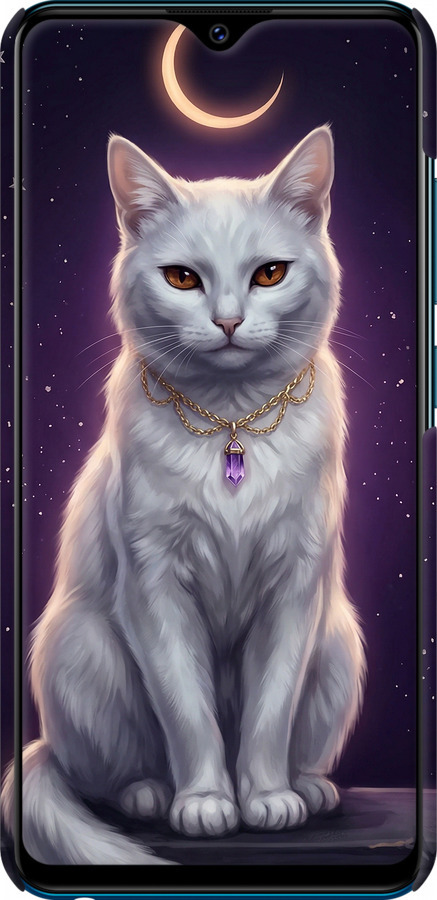 3D пластиковий матовий чехол Mystic White Cat Gothic Dark Purple Gold для Vivo Y91C - 6805m-1762 изображение 
