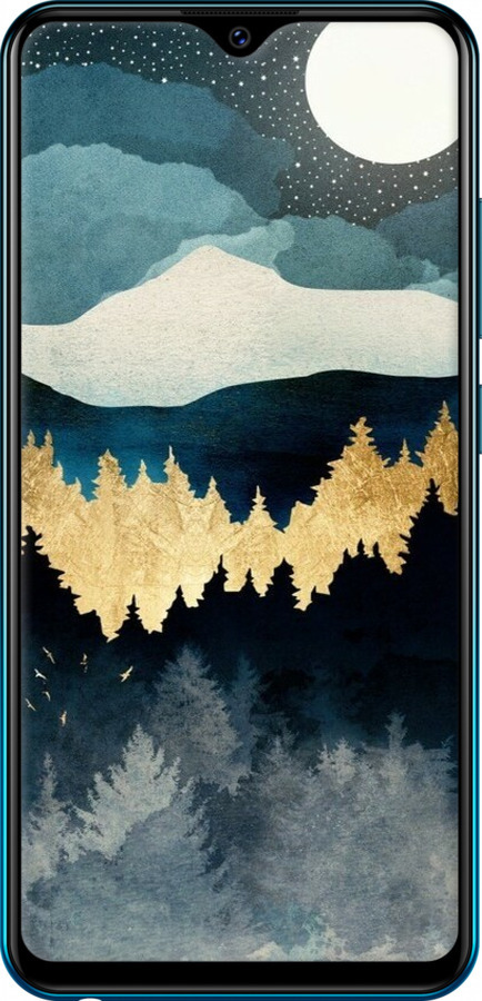 Силиконовый чехол Ночной пейзаж с лесом и горами для Vivo Y91C - 6493u-1762 изображение 