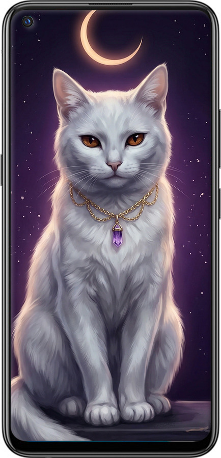 Силиконовый чехол Mystic White Cat Gothic Dark Purple Gold для Vivo Z5X - 6805u-1765 изображение 