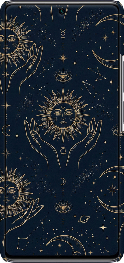3D пластиковый матовый чехол Celestial Harmony: Sun & Moon Gold Mystic Pattern для Xiaomi 11T Pro - 6778m-2552 изображение 