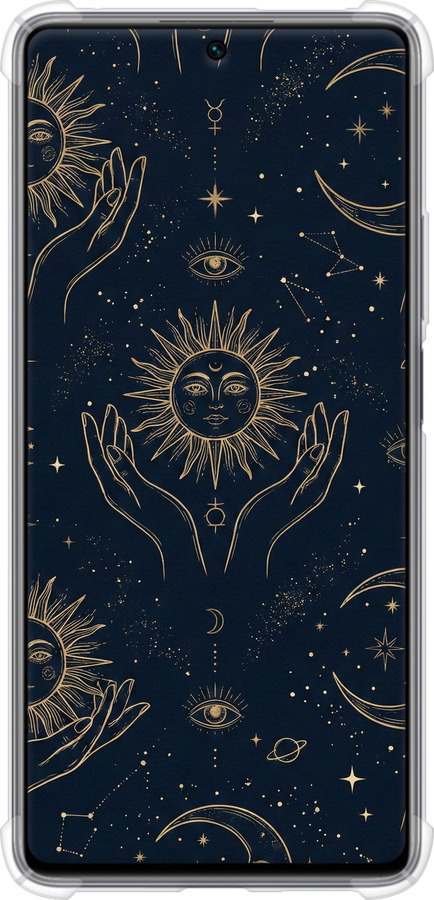 Силикон с усиленными углами чехол Celestial Harmony: Sun & Moon Gold Mystic Pattern для Xiaomi 11T - 6778sp-2487 изображение 
