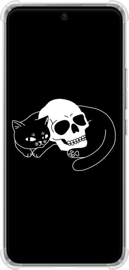 Силикон с усиленными углами чехол С изображением кота и черепа для Xiaomi 12 Lite - 6491sp-2579 изображение 