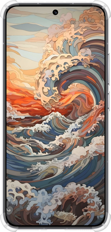 Силикон с усиленными углами чехол Арт волны для Xiaomi 13 - 6324sp-2957 изображение 