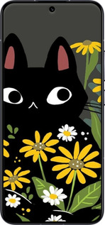 Силиконовый чехол Черный кот с цветами для Xiaomi 13 - 6448u-2957 изображение 