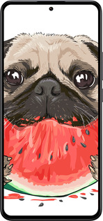 Силиконовый чехол Мопс и арбуз для Xiaomi 13T - 4665u-4142 изображение 