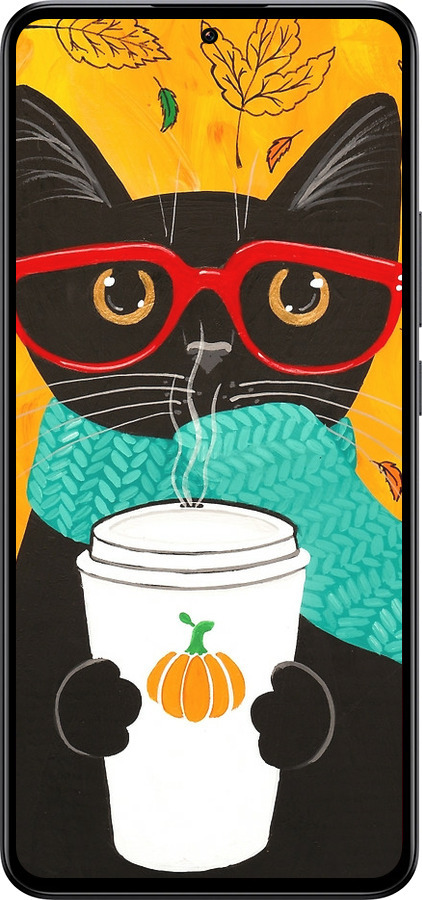 Силиконовый чехол Осенний кот для Xiaomi 13T - 4026u-4142 изображение 