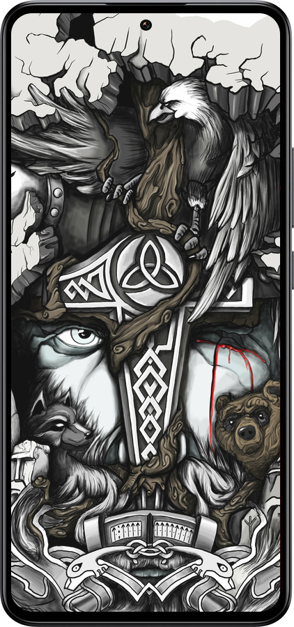 Силиконовый чехол Тату Викинг для Xiaomi 13T - 4098u-4142 изображение 